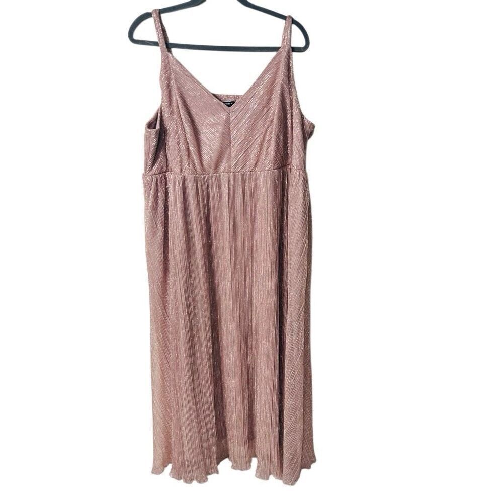 Torrid Midi Plisse Pleated Bodice Sleeveless Dress Rose Gold Sz 3X NWT!!